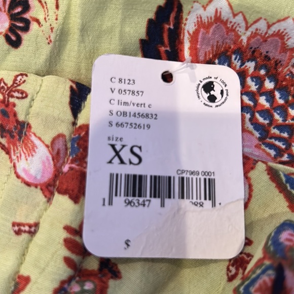 NWT FREE PEOPLE bali citrus skies lime red Floral Yellow Jumpsuit size XS - Picture 8 of 13